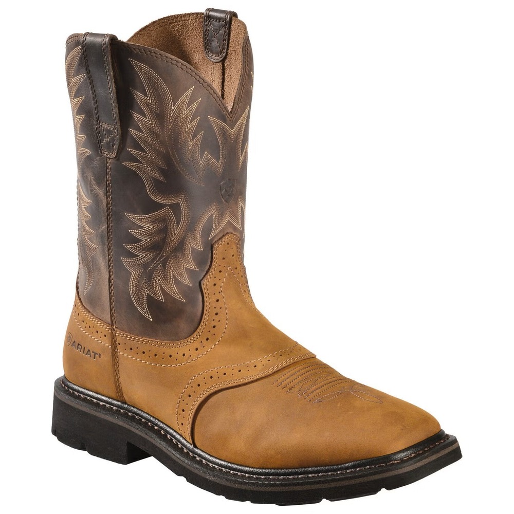 ARIAT® (Men's 9.5 WIDE) Sierra Pull-On 10" Western Work Boots, Aged Bark - $190